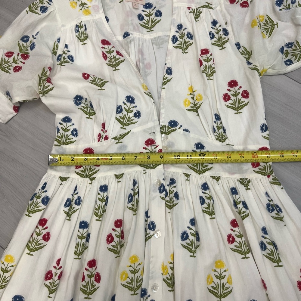 Pink Chicken Floral VNeck Midi Dress Multicolor Embroidery Sz M Cottagecore Boho - Picture 8 of 8